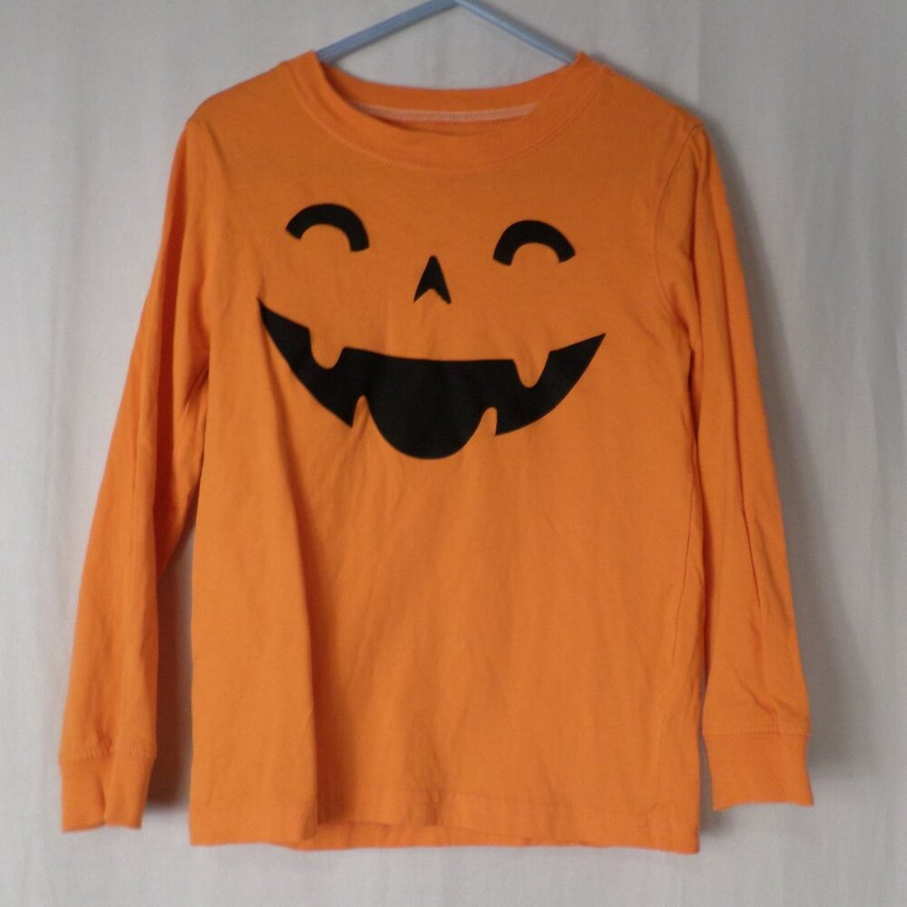 Carters Long Sleeve Orange Tee Pumpkin Tee With Pumpkin Face Sz 5T